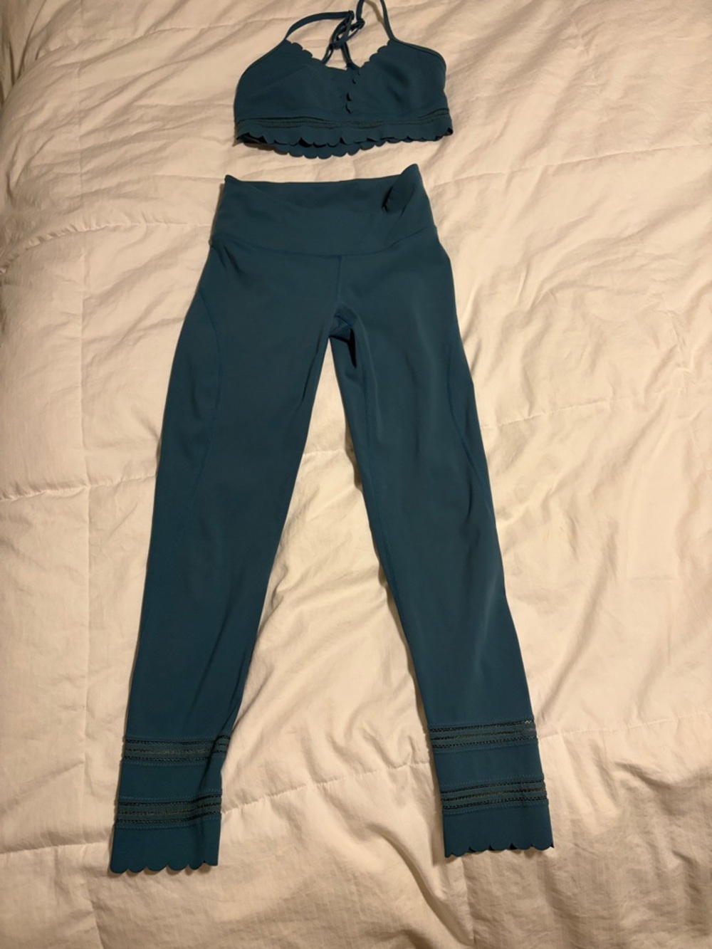 Free People Teal Scallop Hem Active Leggings